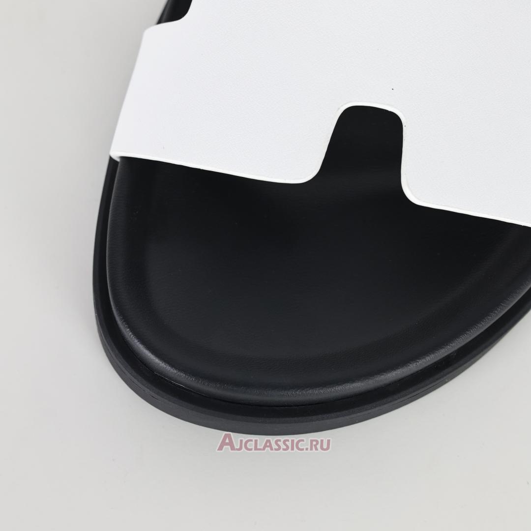 New Hermes Chypre Sandal Leather "White Black" H222100Z90360 Shoes