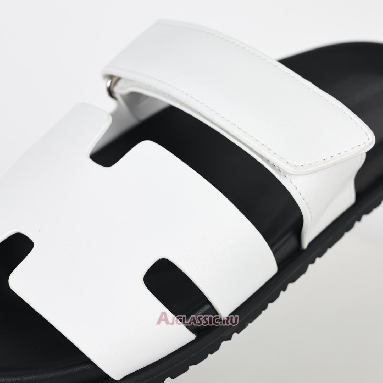 Buy Hermes Chypre Sandal Leather White Black White H222100Z90360 Quality Reps Replicas Shoes