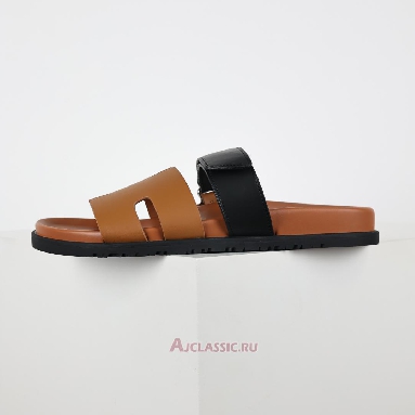 Buy Hermes Chypre Sandal Leather Brown Black Brown H241898ZHNH410 Quality Reps Replicas Shoes