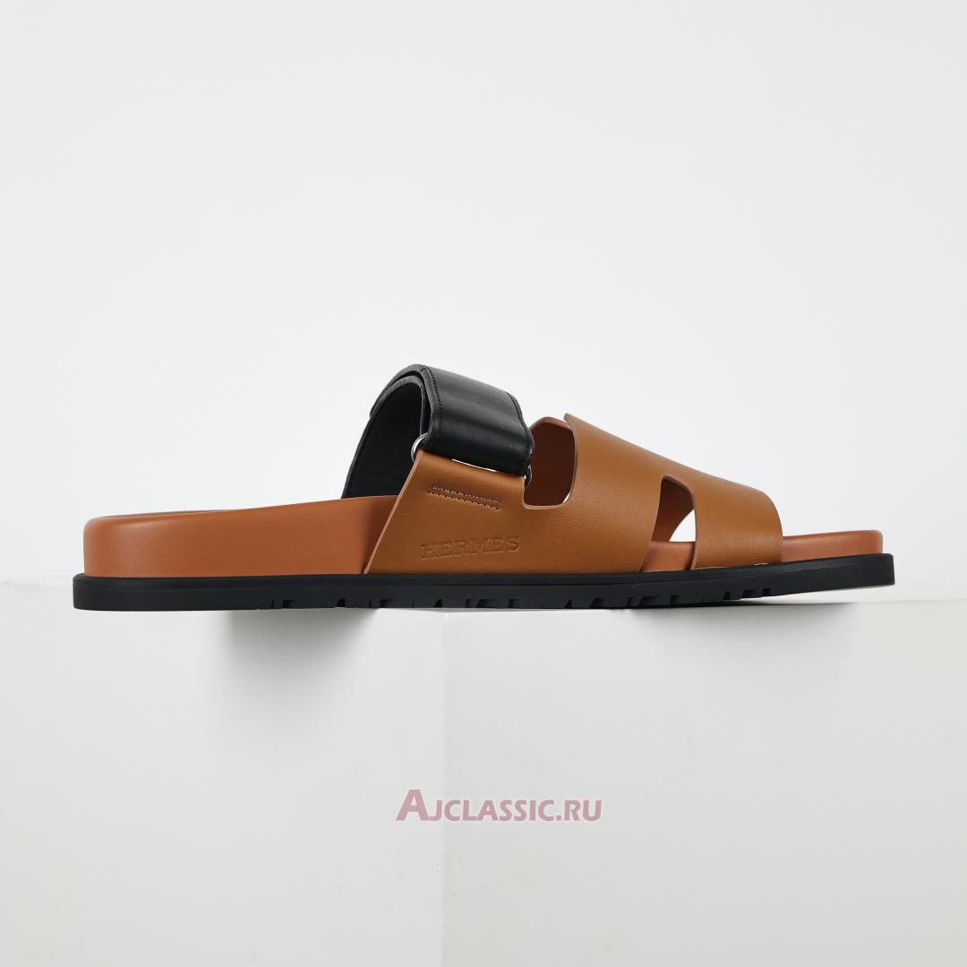 New Hermes Chypre Sandal Leather "Brown Black" H241898ZHNH410 Shoes