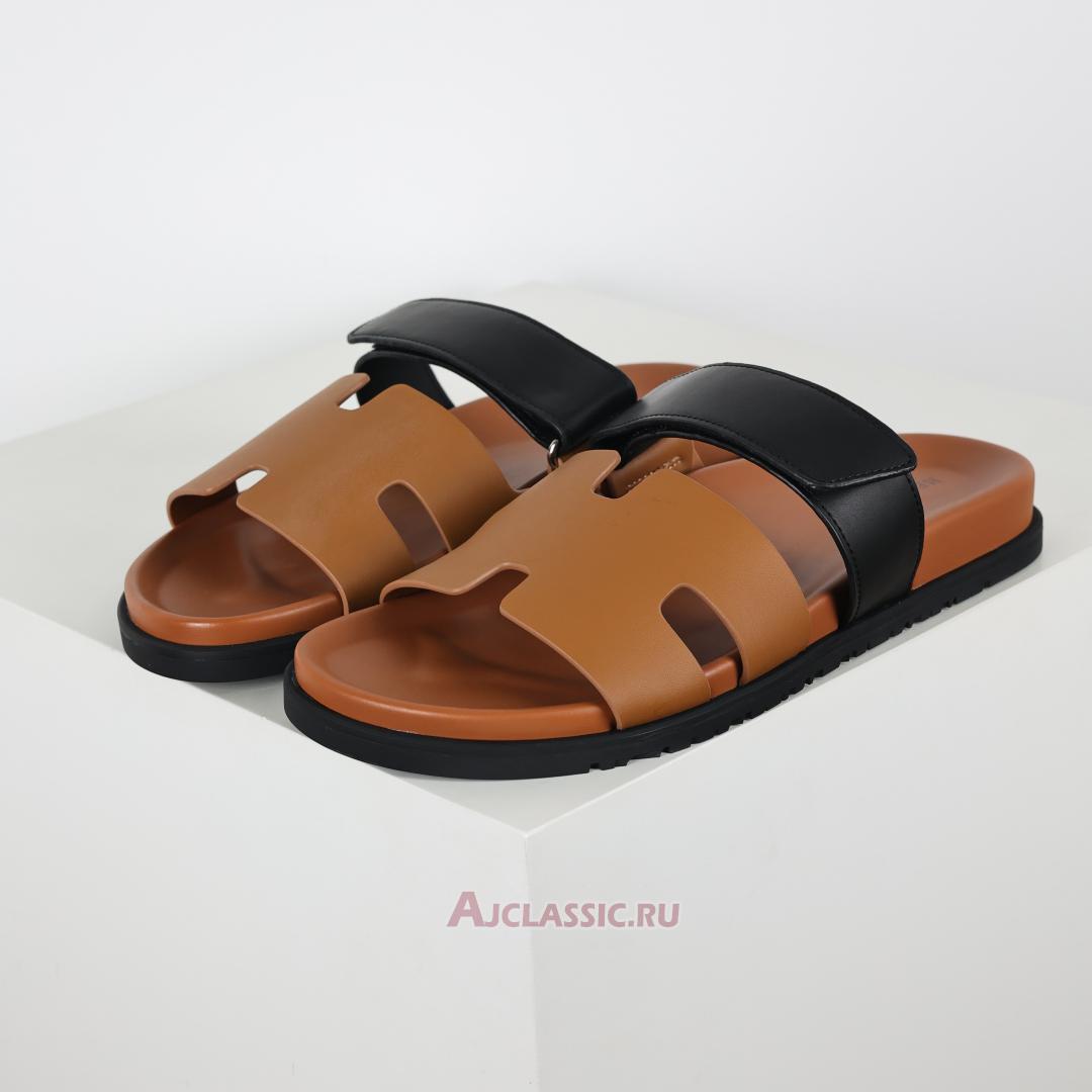 New Hermes Chypre Sandal Leather "Brown Black" H241898ZHNH410 Shoes