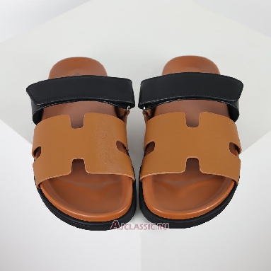 Buy Hermes Chypre Sandal Leather Brown Black Brown H241898ZHNH410 Quality Reps Replicas Shoes
