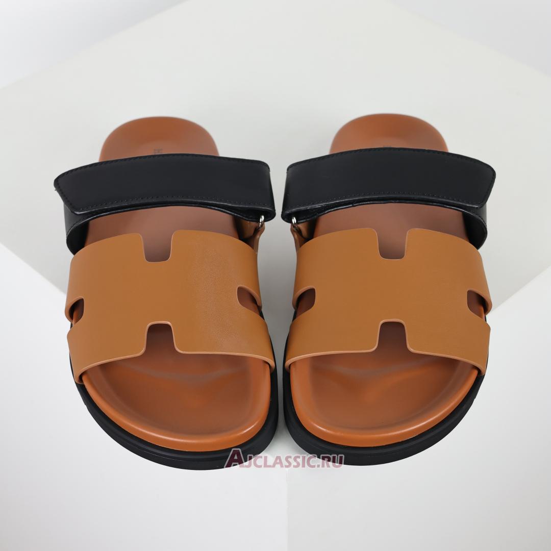 New Hermes Chypre Sandal Leather "Brown Black" H241898ZHNH410 Shoes