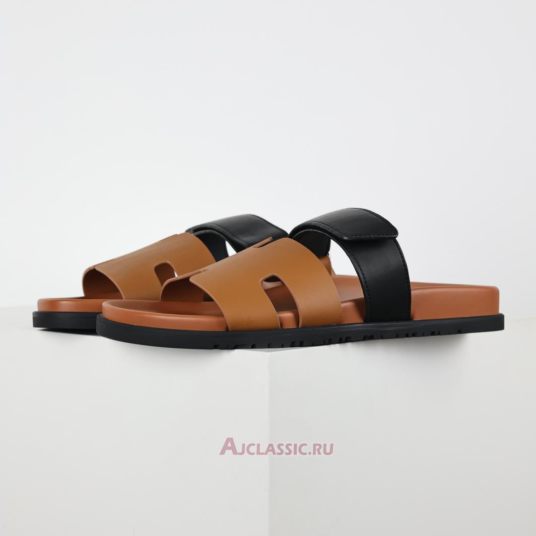 New Hermes Chypre Sandal Leather "Brown Black" H241898ZHNH410 Shoes