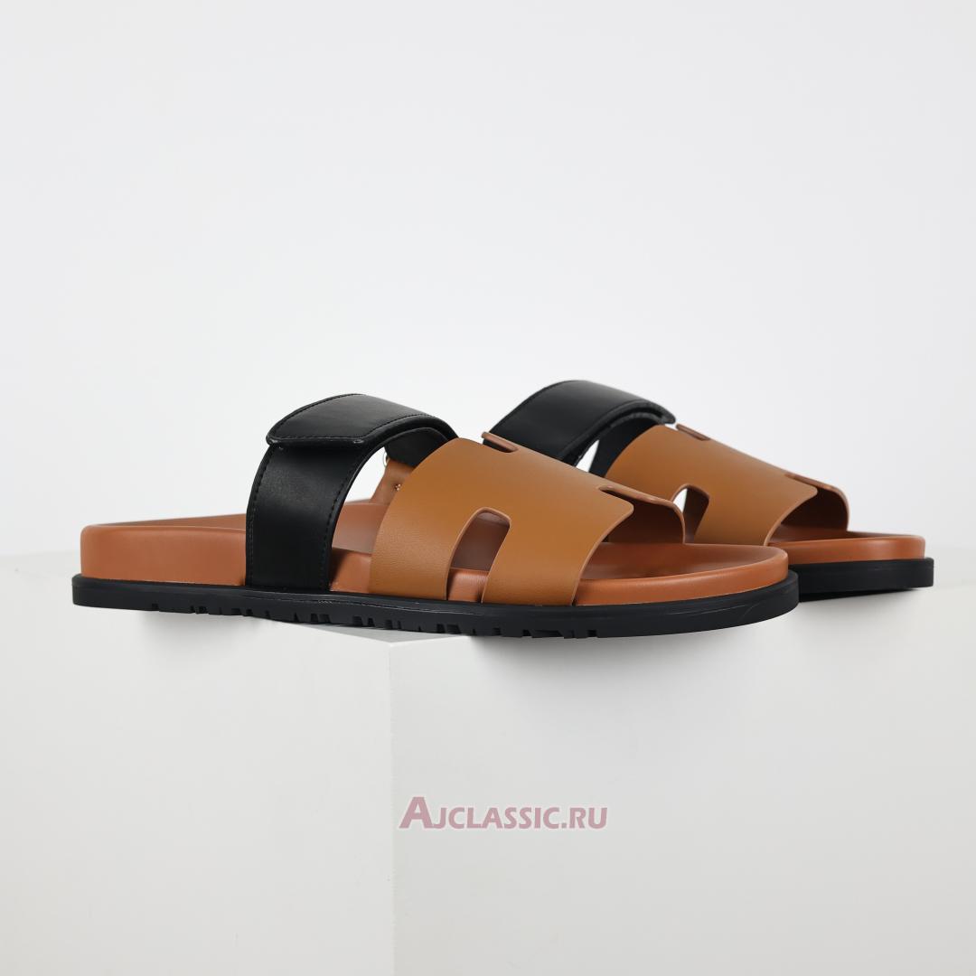 New Hermes Chypre Sandal Leather "Brown Black" H241898ZHNH410 Shoes