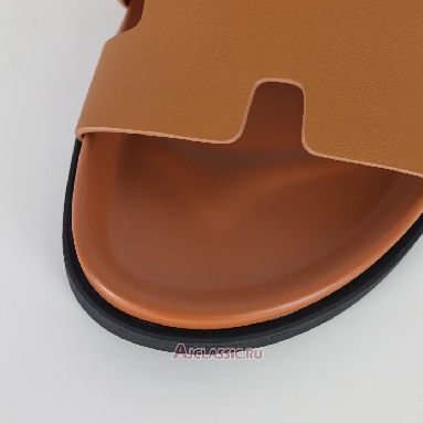 Buy Hermes Chypre Sandal Leather Brown Black Brown H241898ZHNH410 Quality Reps Replicas Shoes