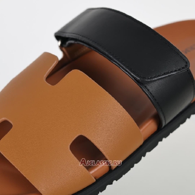 Buy Hermes Chypre Sandal Leather Brown Black Brown H241898ZHNH410 Quality Reps Replicas Shoes