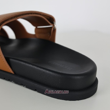 Buy Hermes Chypre Sandal Leather Naturel Brown H222299ZA3340 Quality Reps Replicas Shoes