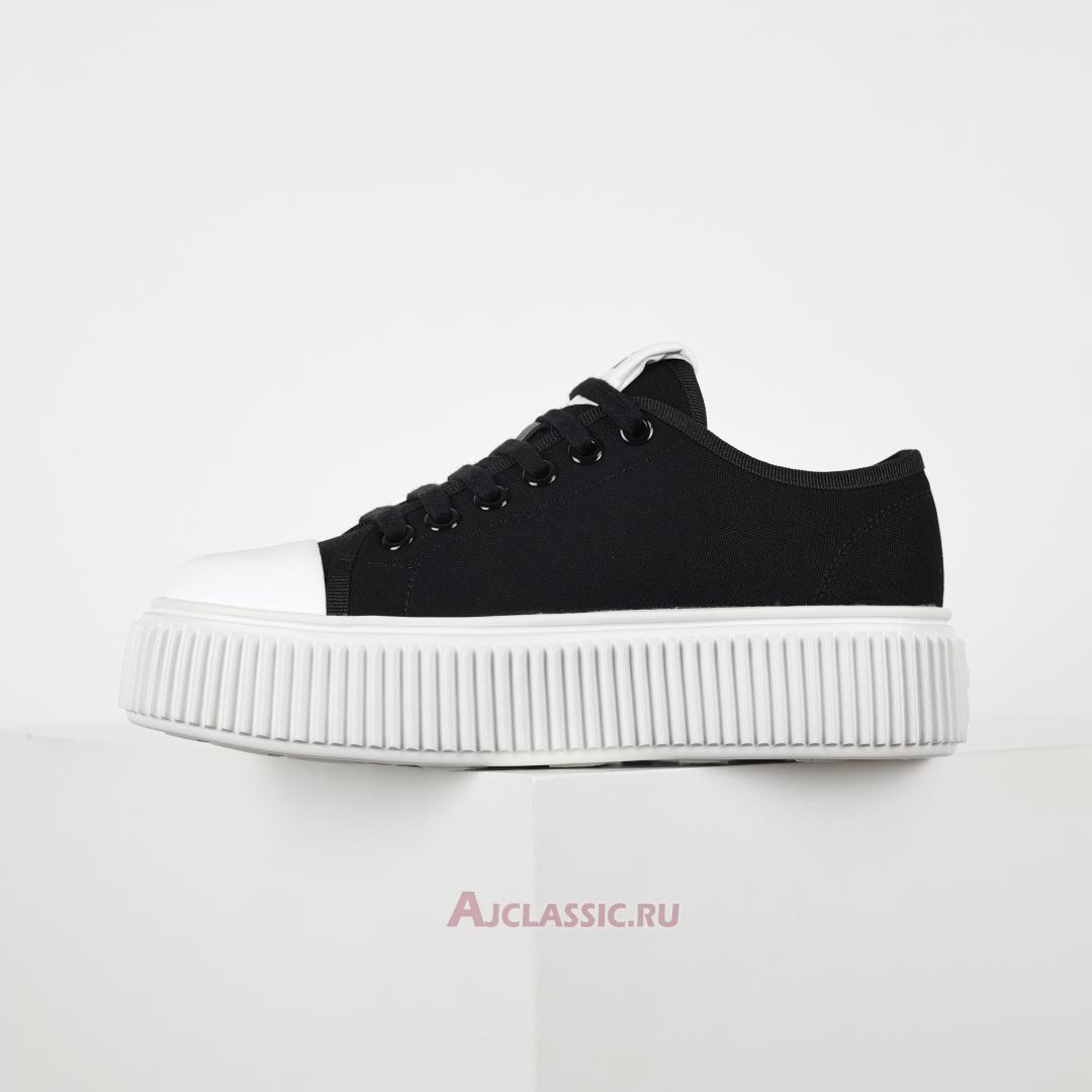 New Miu Miu Platform Canvas Sneaker "Black White" 5E726D_77T_F0002_F_005-2 Shoes