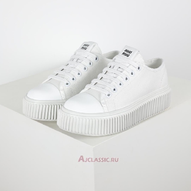 Buy Miu Miu Platform Canvas Sneaker White Fashion White 5E187D_3AQN_F0009_F_005-2 Quality Reps Replicas Shoes