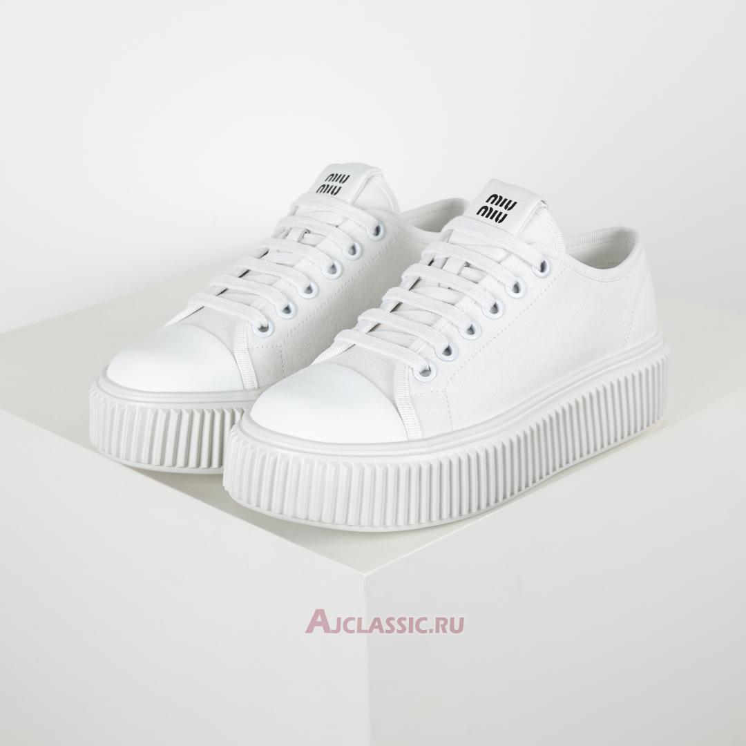 New Miu Miu Platform Canvas Sneaker "White Fashion" 5E187D_3AQN_F0009_F_005-2 Shoes