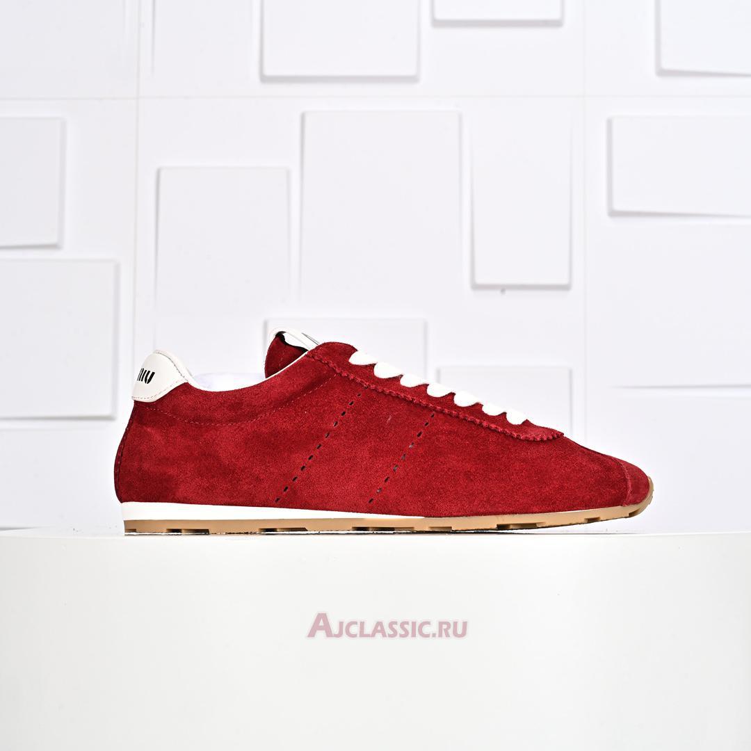 New Miu Miu Plume Suede Sneaker "Scarlet" 5E114E_054_F0D56_F_005 Shoes