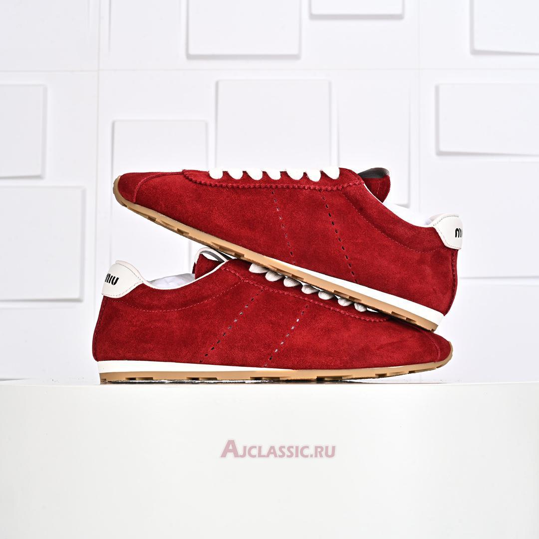 New Miu Miu Plume Suede Sneaker "Scarlet" 5E114E_054_F0D56_F_005 Shoes