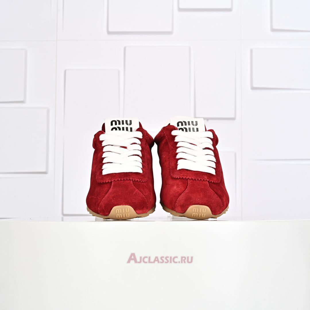 New Miu Miu Plume Suede Sneaker "Scarlet" 5E114E_054_F0D56_F_005 Shoes
