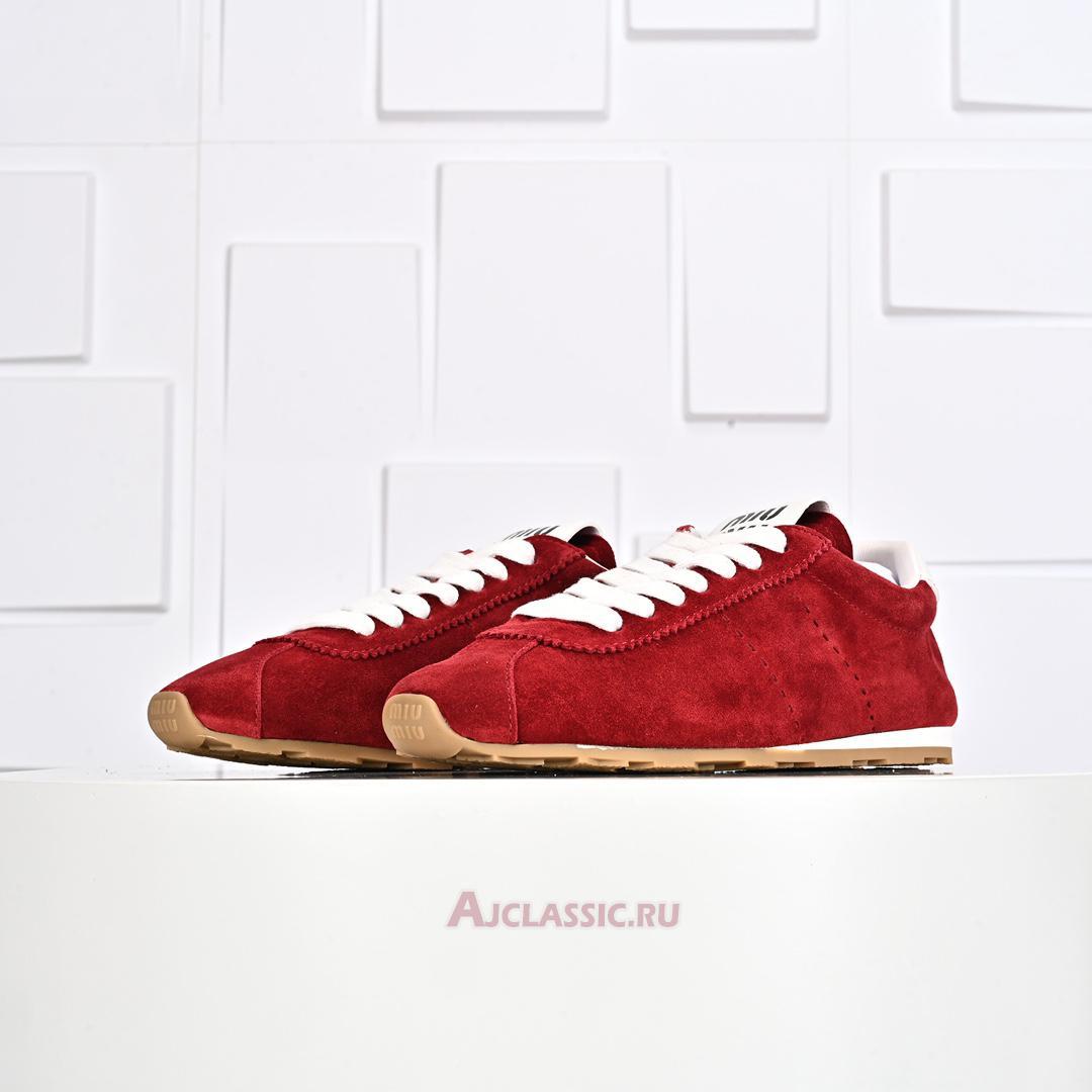 New Miu Miu Plume Suede Sneaker "Scarlet" 5E114E_054_F0D56_F_005 Shoes