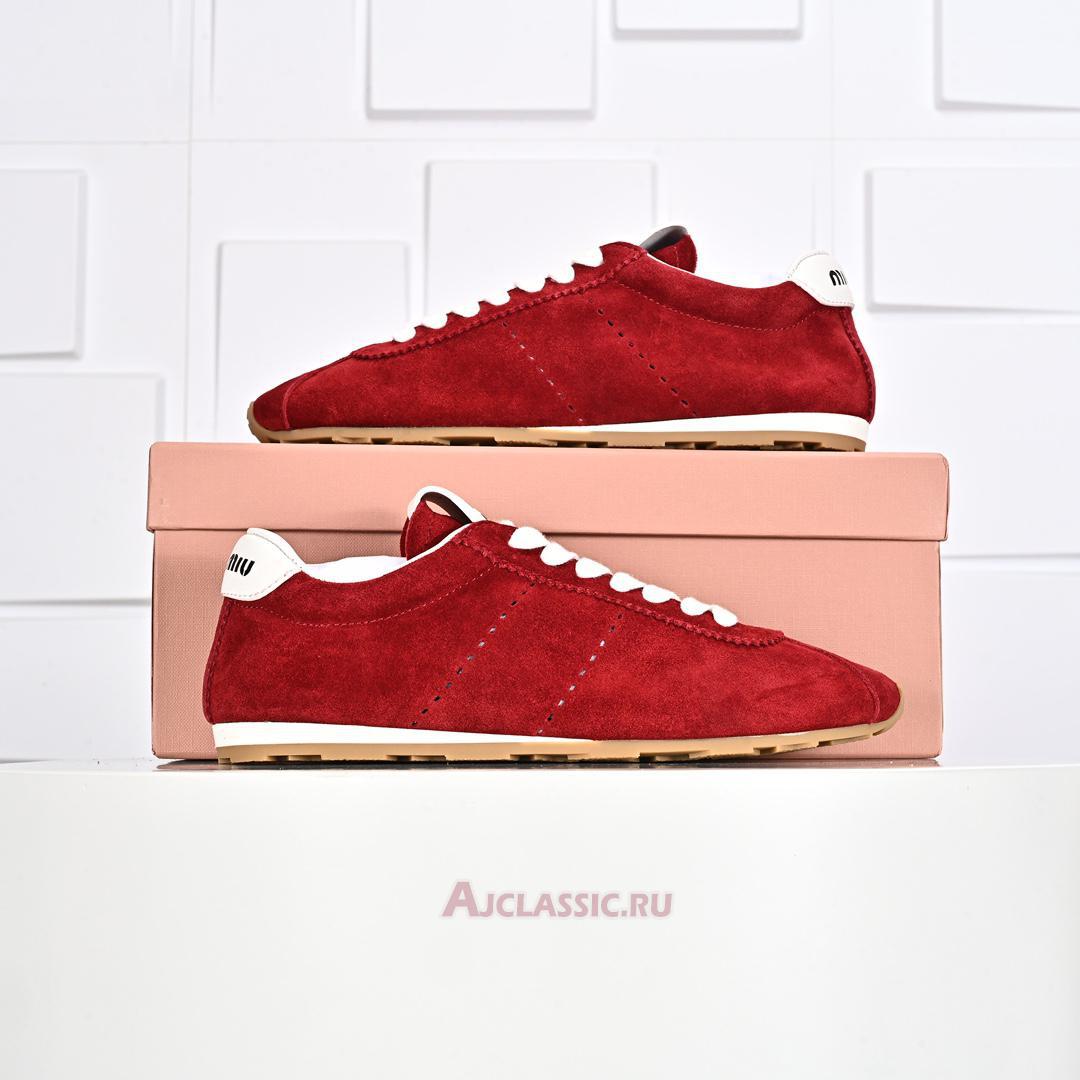 New Miu Miu Plume Suede Sneaker "Scarlet" 5E114E_054_F0D56_F_005 Shoes