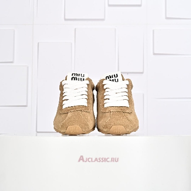 Buy Miu Miu Plume Suede Sneaker Desert Brown Brown 5E114E_054_F0F24_F_005-2 Quality Reps Replicas Shoes