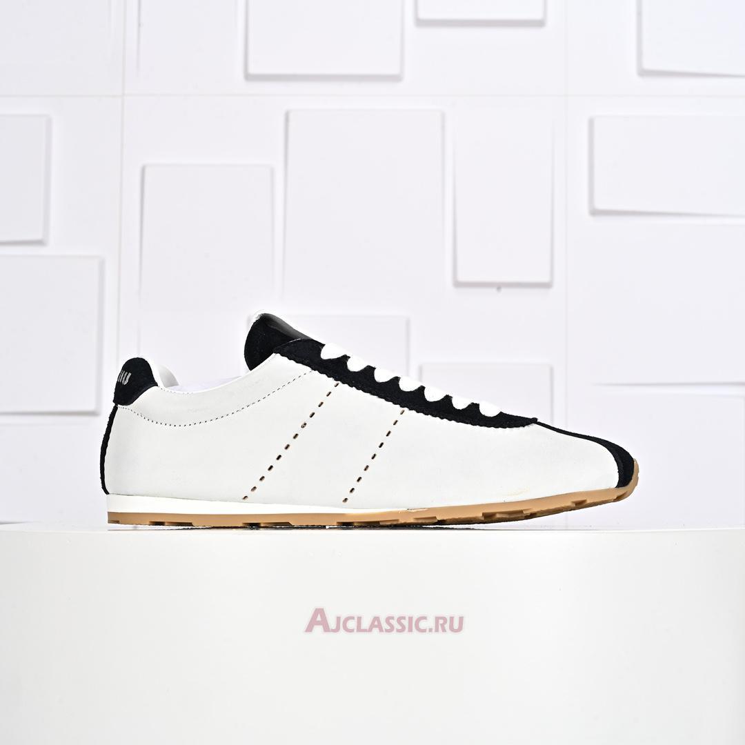 New Miu Miu Plume Nappa Leather and Suede Sneaker "White Blue" 5E114E_3LP9_F0UB0_F_005 Shoes
