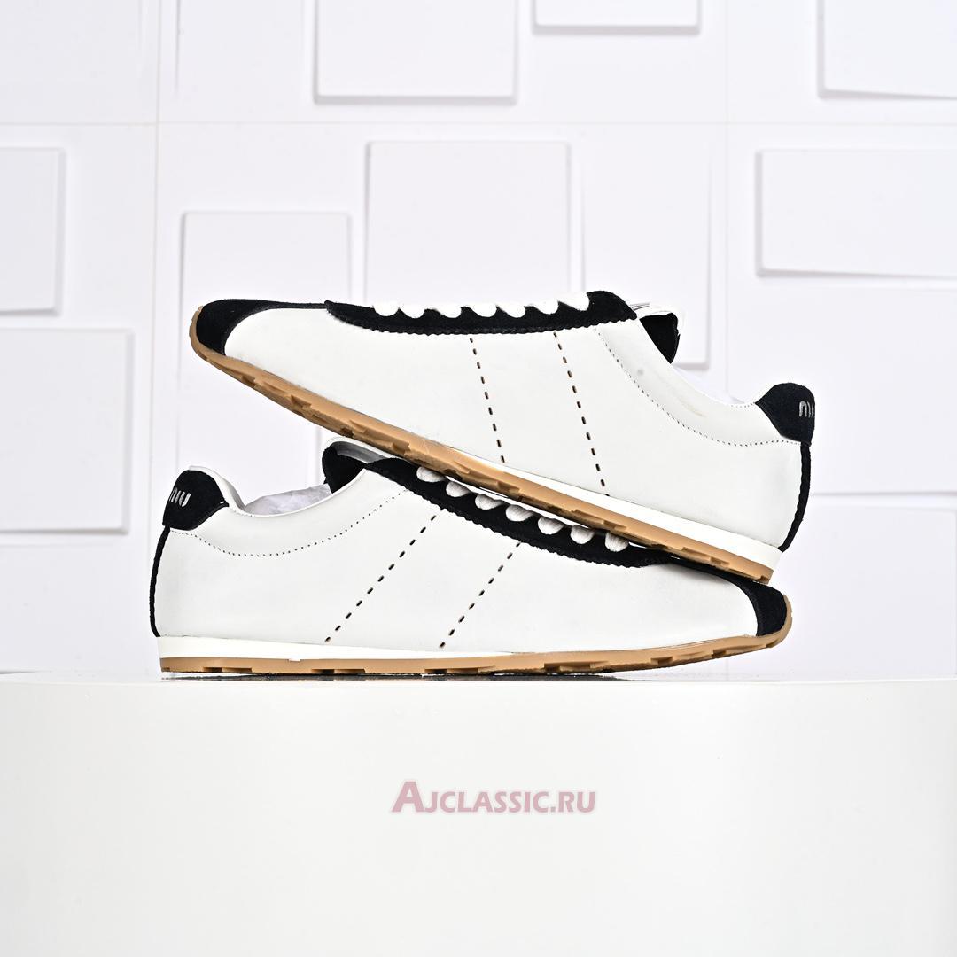 New Miu Miu Plume Nappa Leather and Suede Sneaker "White Blue" 5E114E_3LP9_F0UB0_F_005 Shoes
