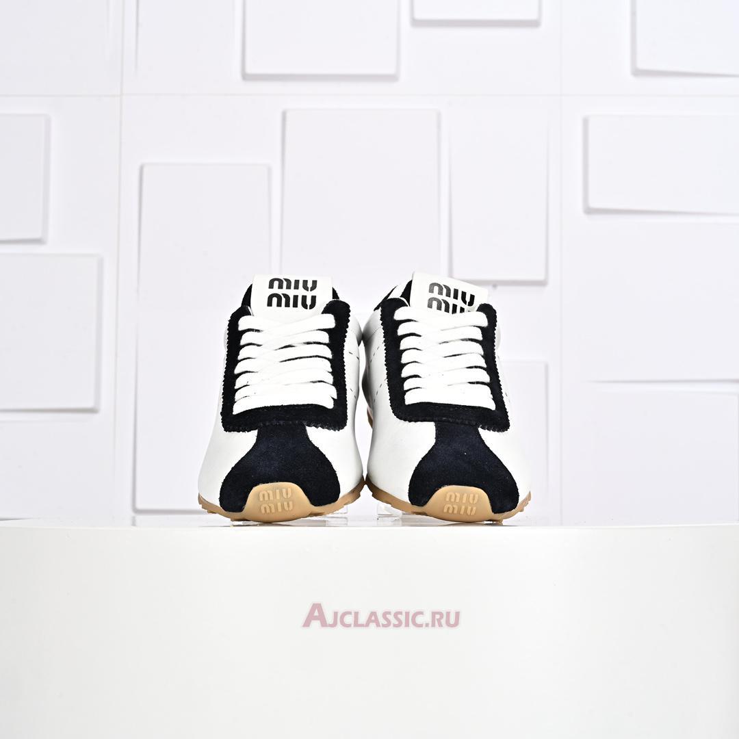 New Miu Miu Plume Nappa Leather and Suede Sneaker "White Blue" 5E114E_3LP9_F0UB0_F_005 Shoes