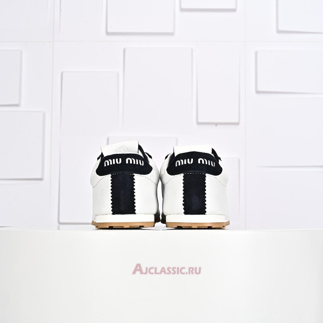 New Miu Miu Plume Nappa Leather and Suede Sneaker "White Blue" 5E114E_3LP9_F0UB0_F_005 Shoes