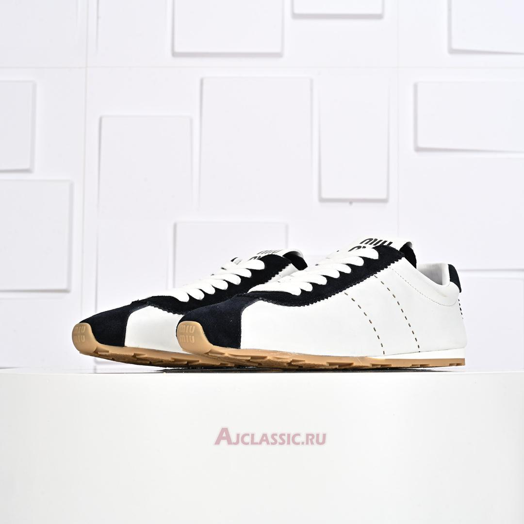 New Miu Miu Plume Nappa Leather and Suede Sneaker "White Blue" 5E114E_3LP9_F0UB0_F_005 Shoes