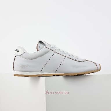 Buy Miu Miu Plume Bleached Nappa Leather Sneaker White Black White 5E114E_3H02_F0009_F_005 Quality Reps Replicas Shoes