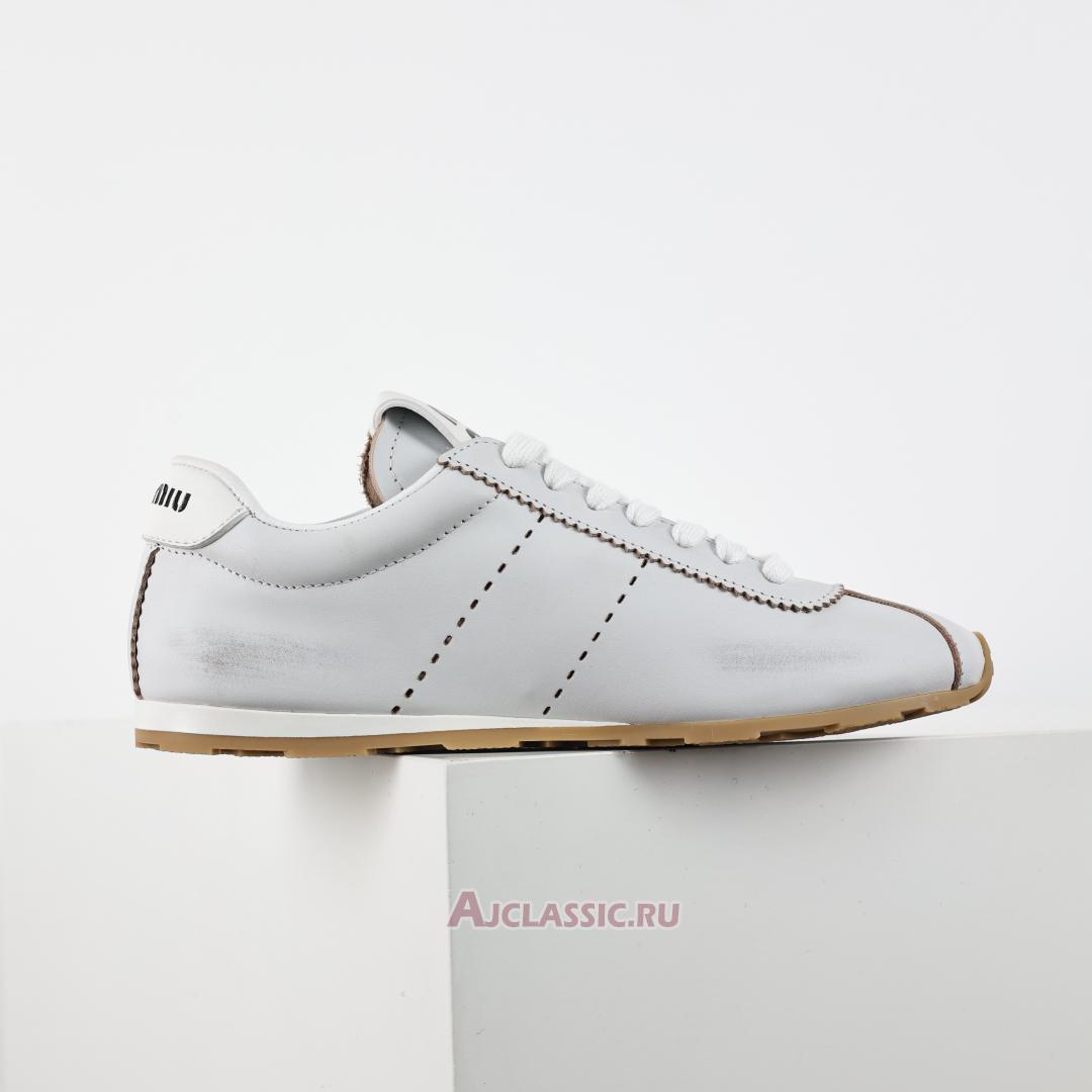 New Miu Miu Plume Bleached Nappa Leather Sneaker "White Black" 5E114E_3H02_F0009_F_005 Shoes