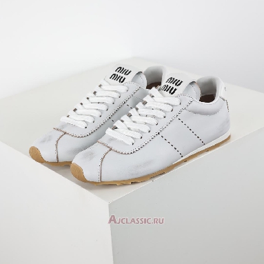 Buy Miu Miu Plume Bleached Nappa Leather Sneaker White Black White 5E114E_3H02_F0009_F_005 Quality Reps Replicas Shoes