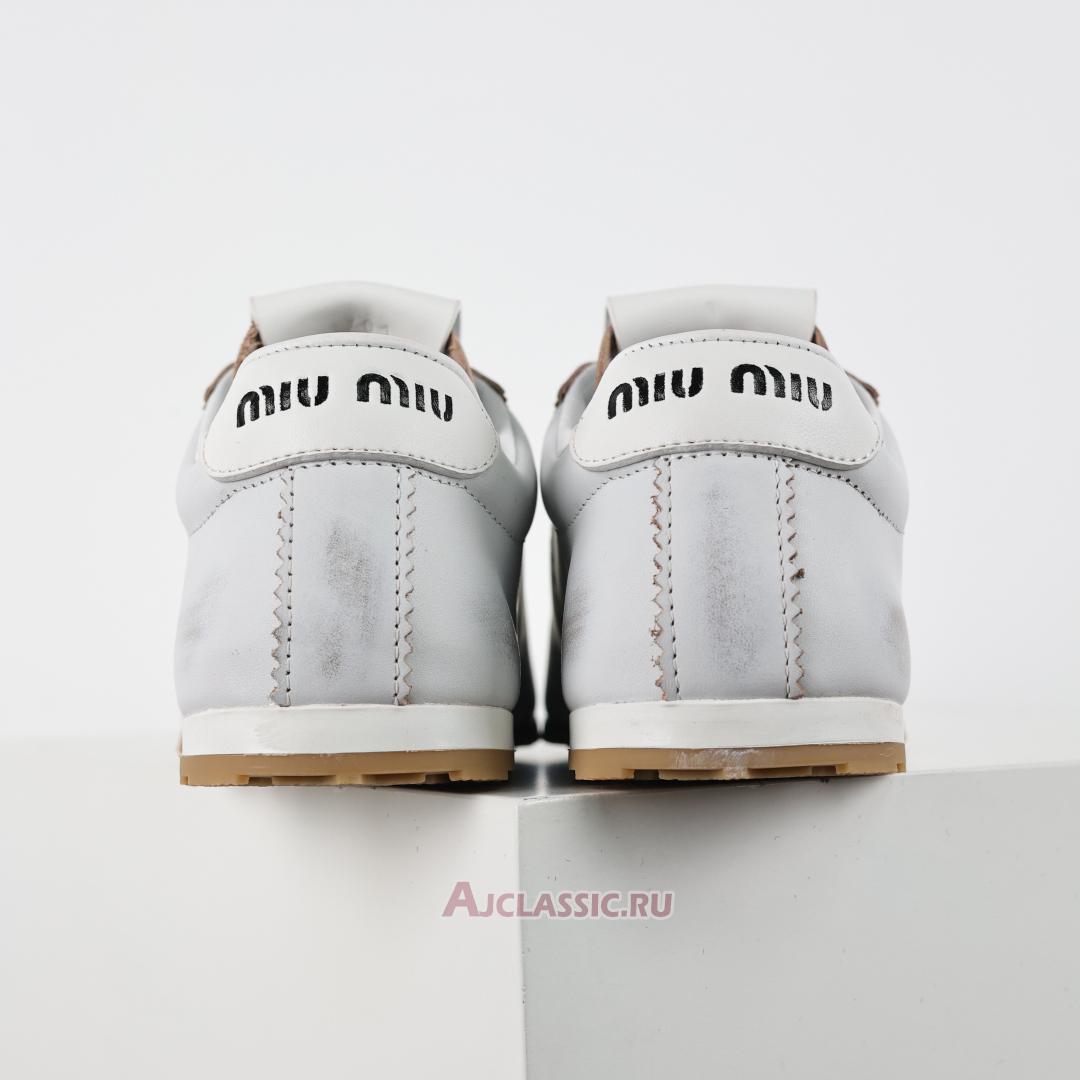 New Miu Miu Plume Bleached Nappa Leather Sneaker "White Black" 5E114E_3H02_F0009_F_005 Shoes