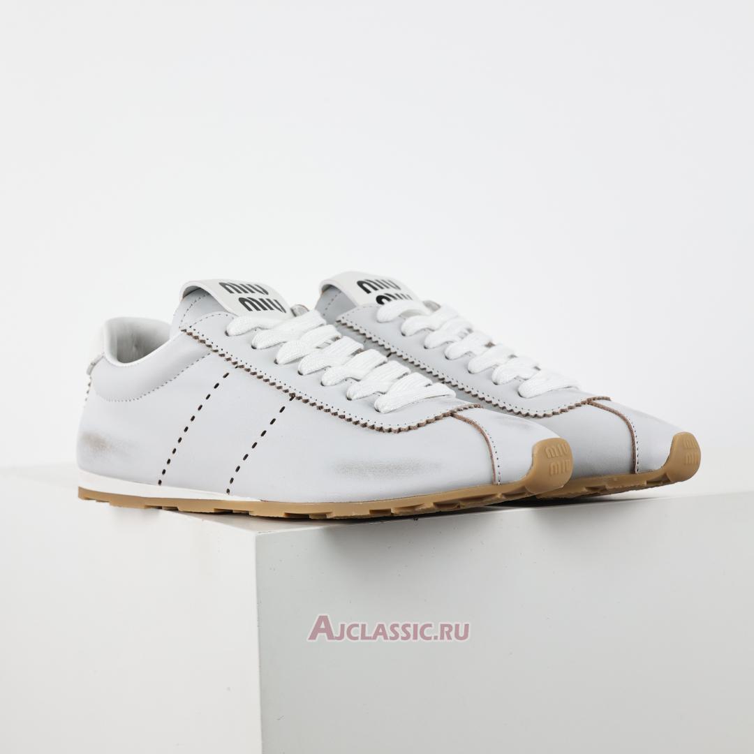 New Miu Miu Plume Bleached Nappa Leather Sneaker "White Black" 5E114E_3H02_F0009_F_005 Shoes