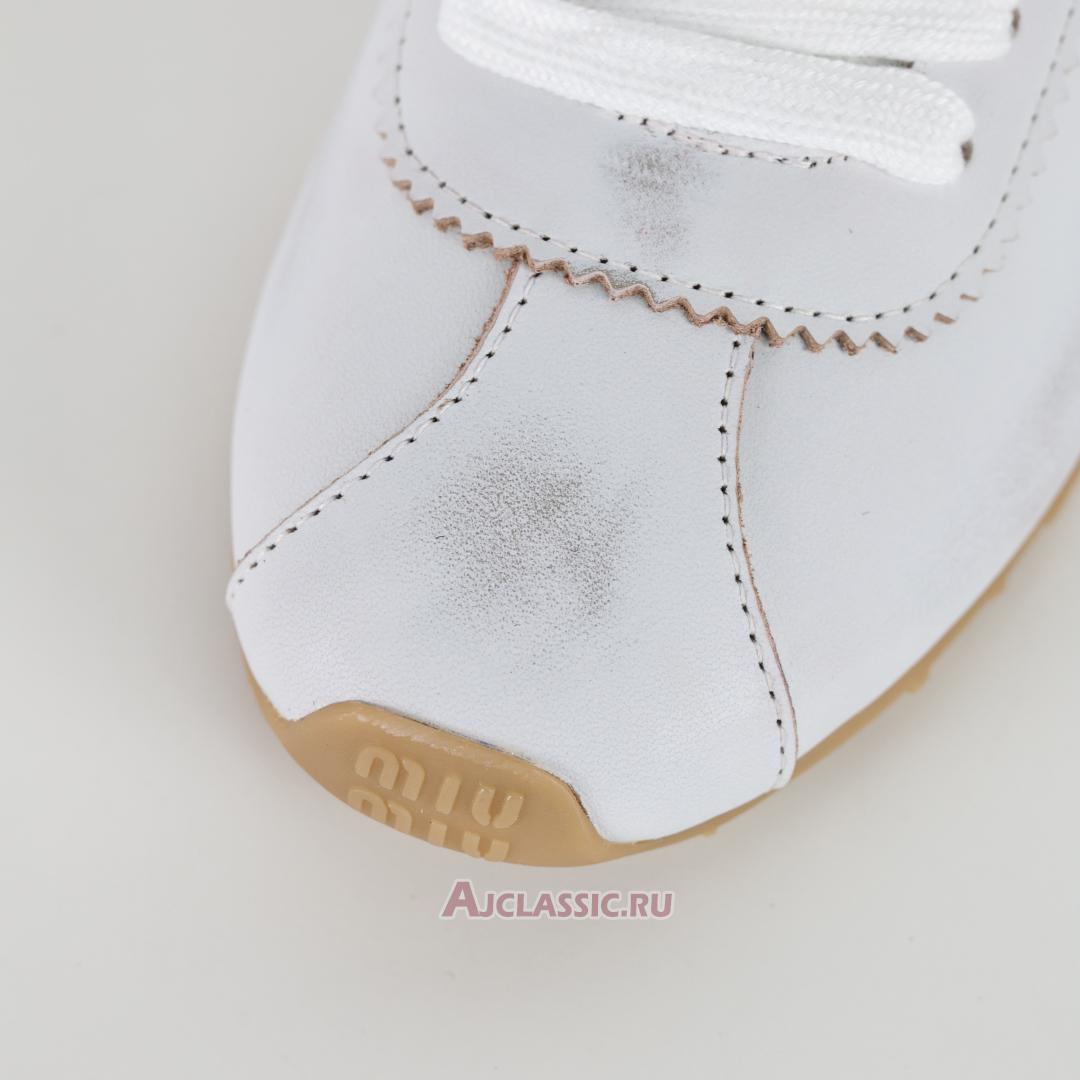 New Miu Miu Plume Bleached Nappa Leather Sneaker "White Black" 5E114E_3H02_F0009_F_005 Shoes
