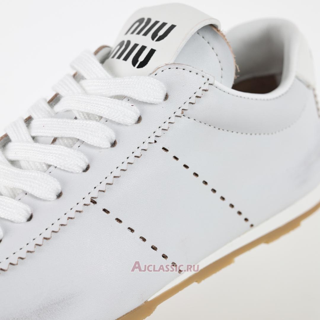 New Miu Miu Plume Bleached Nappa Leather Sneaker "White Black" 5E114E_3H02_F0009_F_005 Shoes
