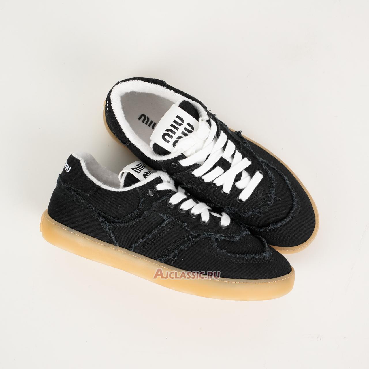 New Miu Miu Frayed Denim Sneaker "Black" 5E325E_CSL_F0V41_F_005-2 Shoes