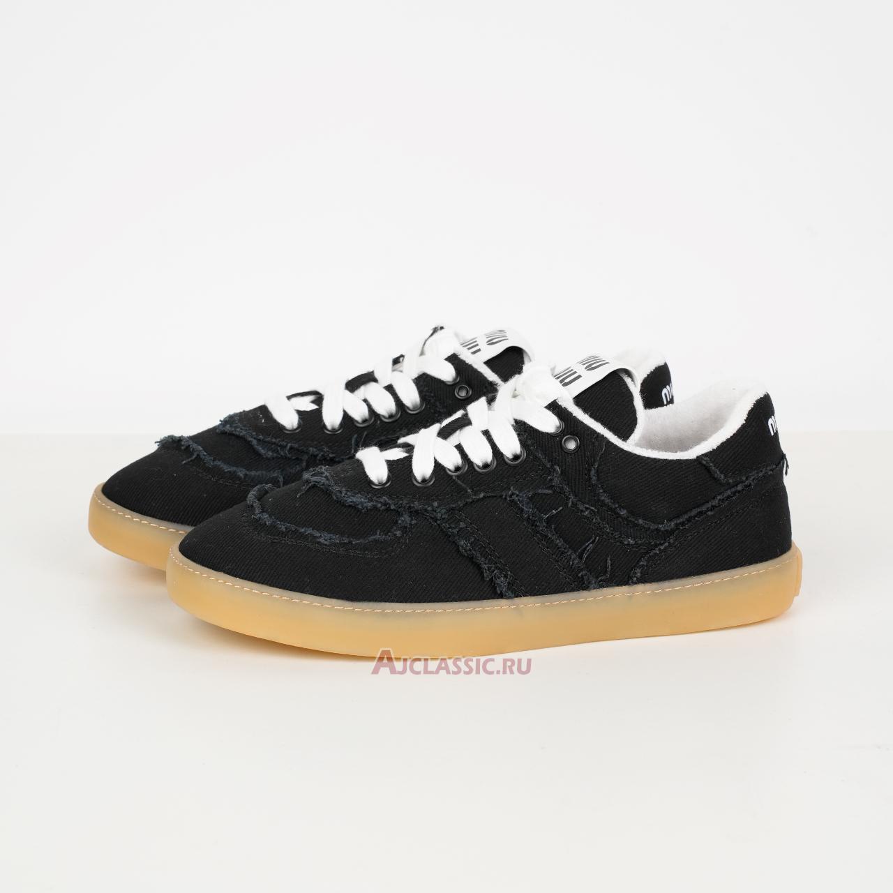 New Miu Miu Frayed Denim Sneaker "Black" 5E325E_CSL_F0V41_F_005-2 Shoes