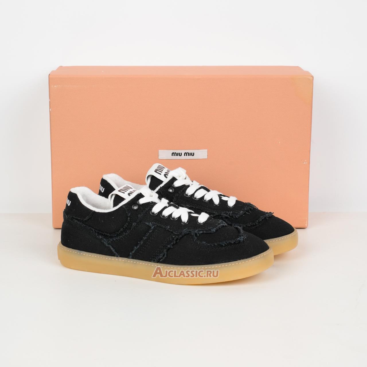 New Miu Miu Frayed Denim Sneaker "Black" 5E325E_CSL_F0V41_F_005-2 Shoes