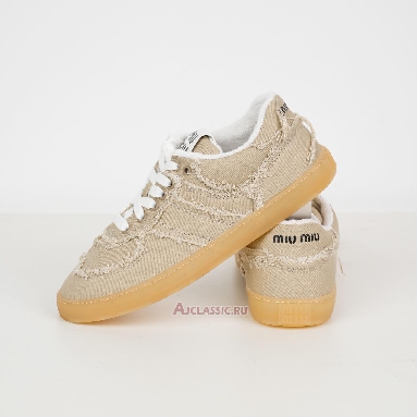 Buy Miu Miu Frayed Denim Sneaker Colonial Beige Beige 5E325E_CSL_F005_F_0044 Quality Reps Replicas Shoes