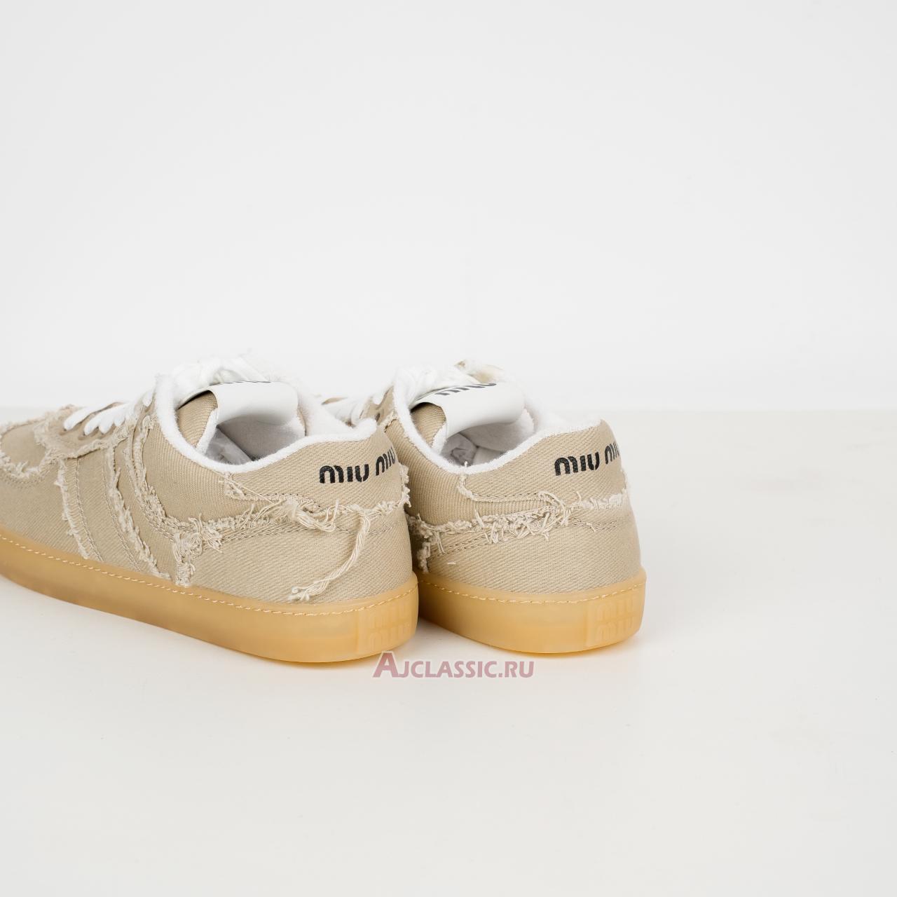 New Miu Miu Frayed Denim Sneaker "Colonial Beige" 5E325E_CSL_F005_F_0044 Shoes