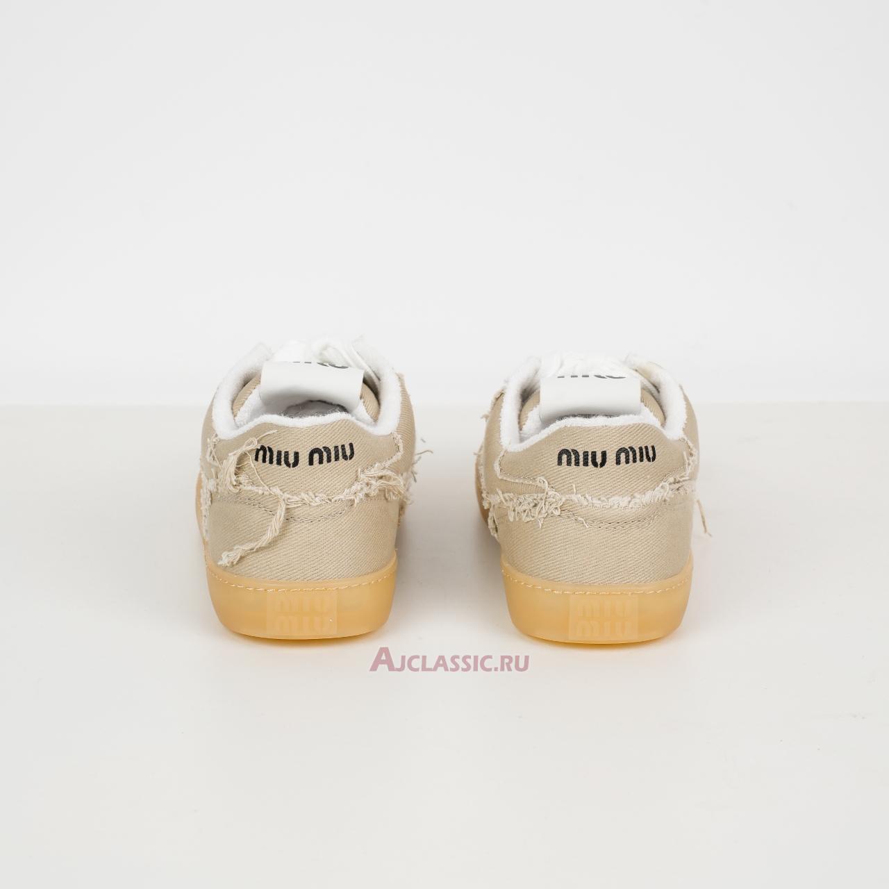 New Miu Miu Frayed Denim Sneaker "Colonial Beige" 5E325E_CSL_F005_F_0044 Shoes
