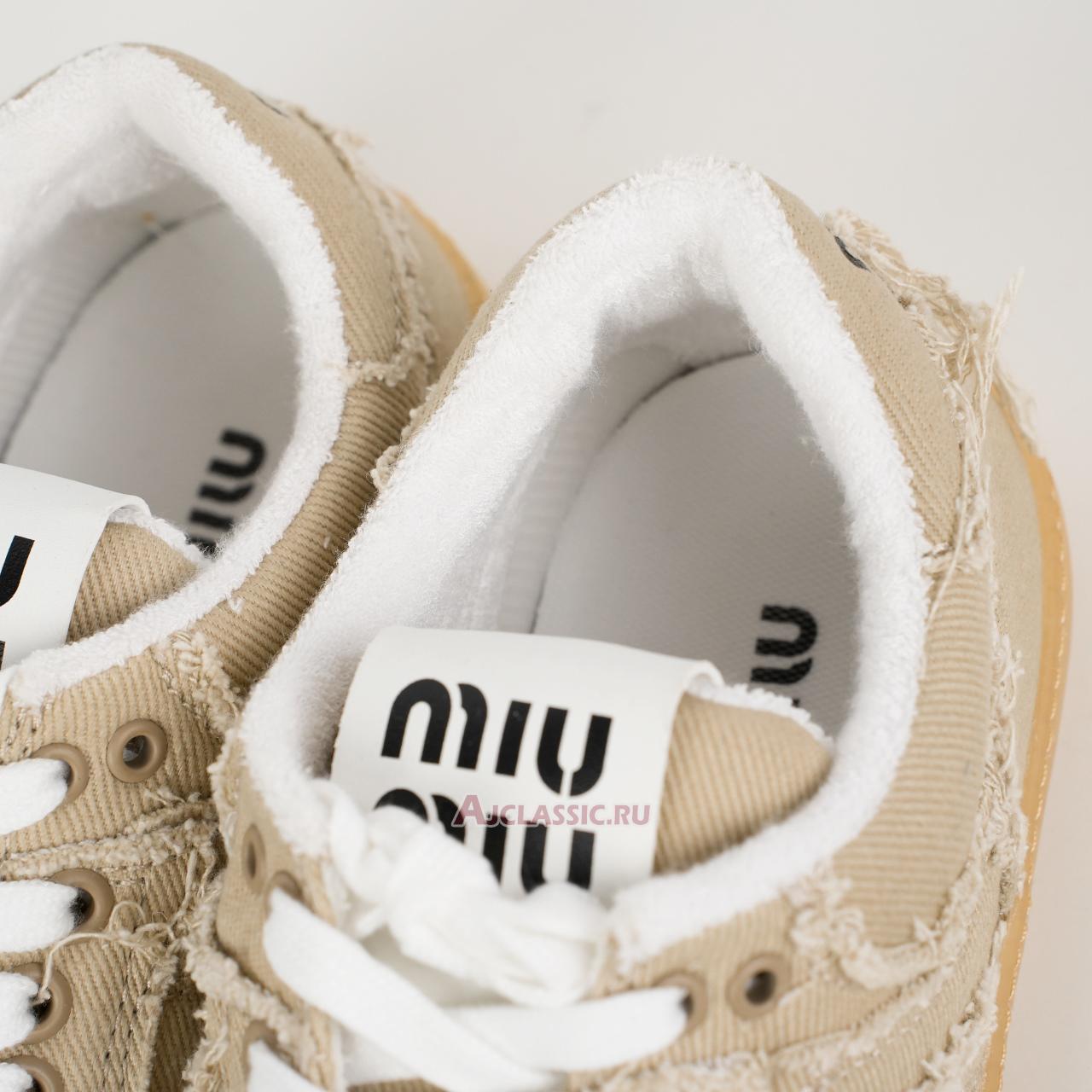 New Miu Miu Frayed Denim Sneaker "Colonial Beige" 5E325E_CSL_F005_F_0044 Shoes