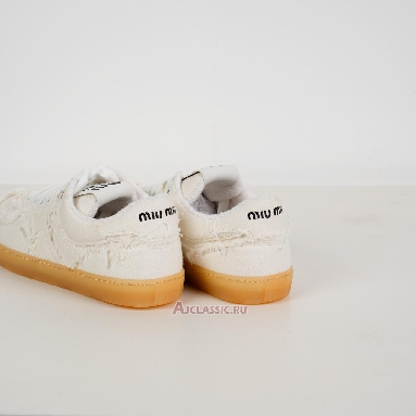 Buy Miu Miu Frayed Denim Sneaker Ivory White 5E325E_CSL_F005_F_0304 Quality Reps Replicas Shoes