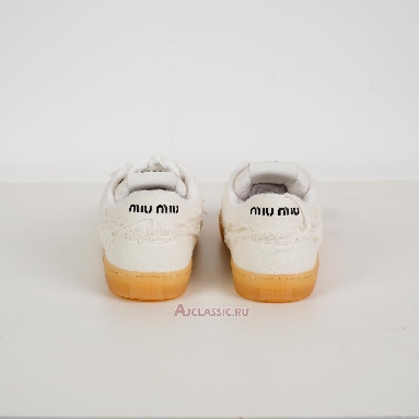 Buy Miu Miu Frayed Denim Sneaker Ivory White 5E325E_CSL_F005_F_0304 Quality Reps Replicas Shoes