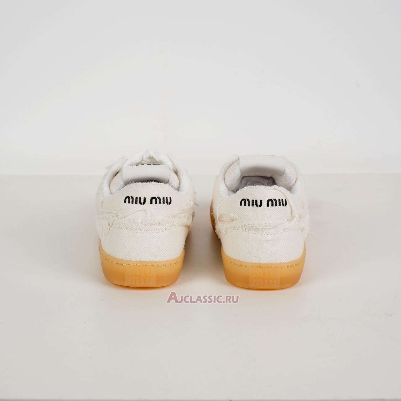 New Miu Miu Frayed Denim Sneaker "Ivory" 5E325E_CSL_F005_F_0304 Shoes