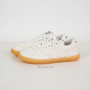 Buy Miu Miu Frayed Denim Sneaker Ivory White 5E325E_CSL_F005_F_0304 Quality Reps Replicas Shoes