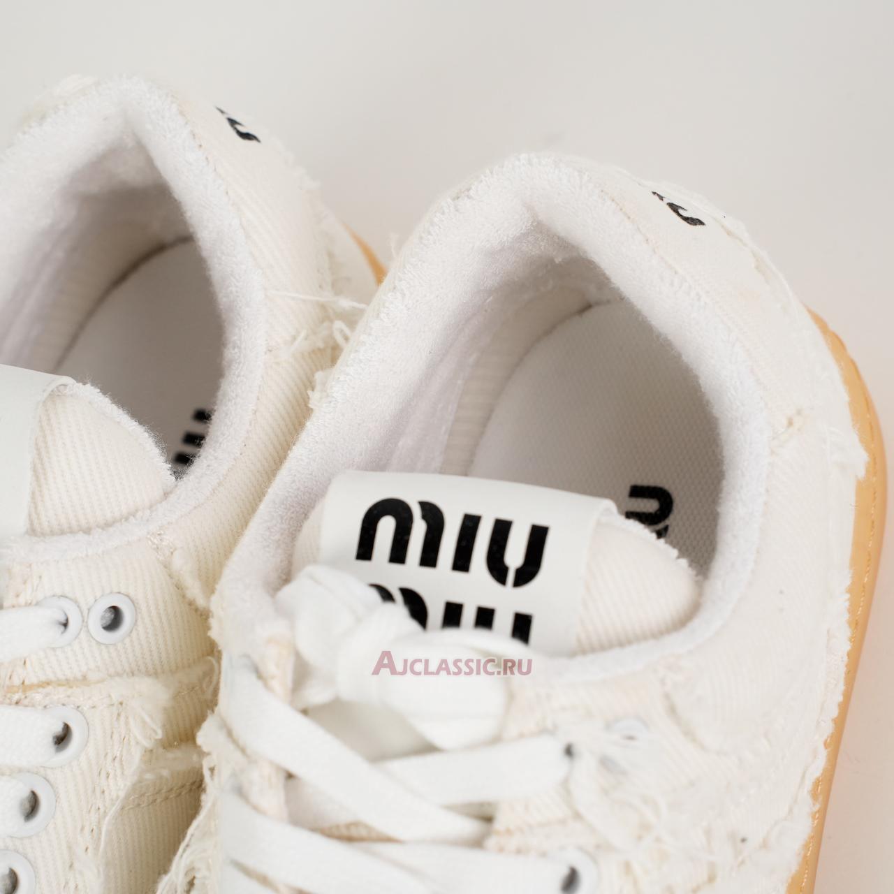 New Miu Miu Frayed Denim Sneaker "Ivory" 5E325E_CSL_F005_F_0304 Shoes