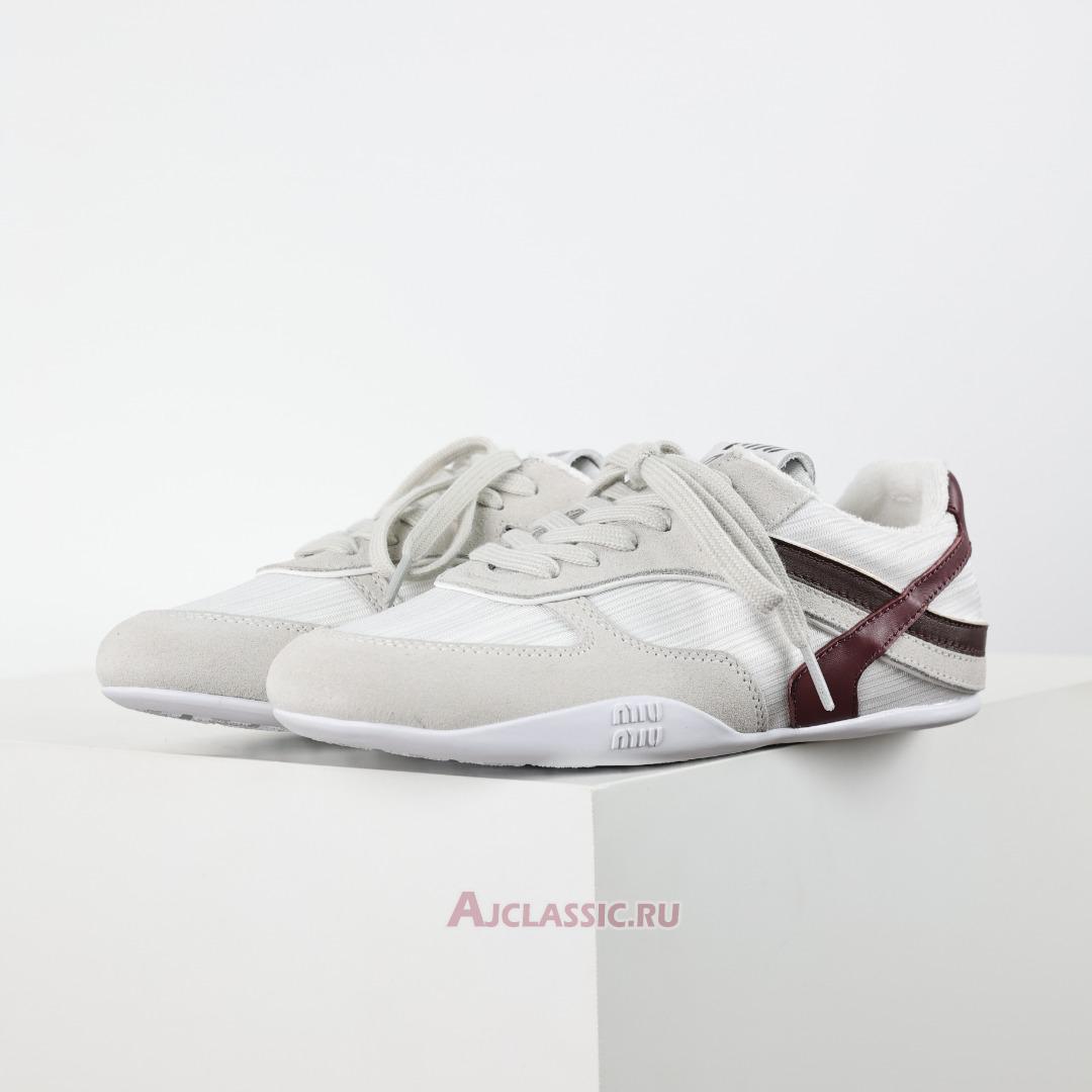 New Miu Miu Gymnasium Sneaker "White Burgundy" 5E428E_71L_F0X97_F_A005 Shoes