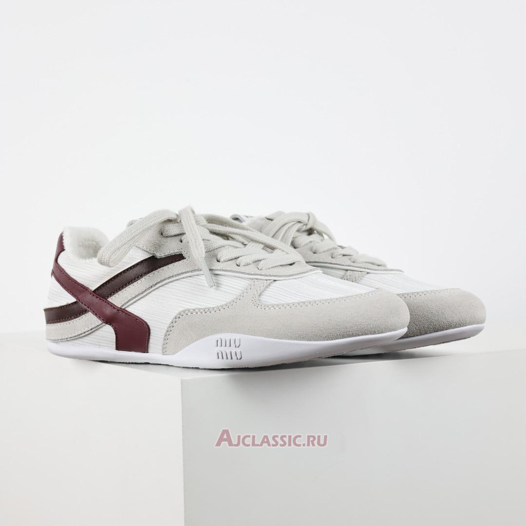 New Miu Miu Gymnasium Sneaker "White Burgundy" 5E428E_71L_F0X97_F_A005 Shoes