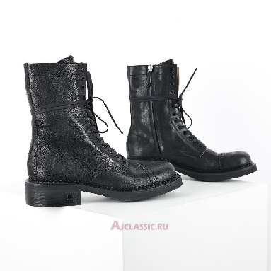 Buy Miu Miu Leather Laced Booties Black Black 5U316E_2KJ_F0002_F_G035 Quality Reps Replicas Shoes