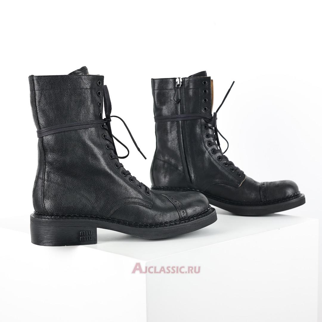 New Miu Miu Leather Laced Booties "Black" 5U316E_2KJ_F0002_F_G035 Shoes