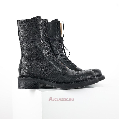 Buy Miu Miu Leather Laced Booties Black Black 5U316E_2KJ_F0002_F_G035 Quality Reps Replicas Shoes